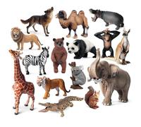 Heidouse 15pcs Mini Figuras de Animales, Figuras de Animales Salvajes de plástico realistas para el Proyecto de Ciencias y Topper de Pastel, Modelo Educativo temprano para niños pequeños, Juego