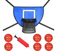 Heidouse Accesorio de aro de Baloncesto de trampolín con 4 Cuerdas de conexión, aro de trampolín Impermeable con 6 Mini Baloncesto y Bomba para niños Adultos de Interior, Azul, Azul, Accesorios