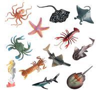 Heidouse Figures de Animales de mar 12 Piezas de Juguetes de plástico de plástico realistas Que Incluyen Pescado Estrella, Cangrejo, Tiburones y más Juguetes educativos y de Aprendizaje para niños