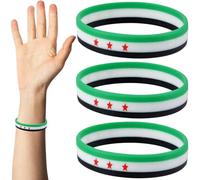 Heidouse Pulseras de Silicona para Hombres, Mujeres, muñequeras de Silicona Flexibles de 3 Piezas, Bandas de muñeca de Bandera Siria para Deportes al Aire Libre