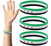 Heidouse Pulseras de Silicona para Hombres para Hombres, muñequeras de Silicona Flexibles de 3 Piezas, Bandas de muñeca de Bandera Siria para Actividades Deportivas al Aire Libre, Pulseras