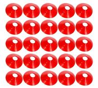 Heidouse Soccer Cones 25Pcs 7x2 Small Portable Lightweight Thicken Basketball Soccer Training Cones with Hole Kids Basic Obstacle Course for Football, Skating, Basketball, Red, Track Field
