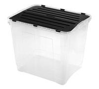Heidrun 3 unidades Dragon Box 100 litros - con tapa dividida - 59 x 46 x 50 cm - Caja transparente y negra con tapa