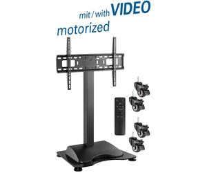 Height adjustable motorized flat screen stand, incl. 4 wheels for scre
