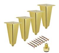 Height Adjustable TV Desk Table Legs,Metal Table All Aluminum Furniture Legs,Right Angle Coffee Table Foot,Sofa Legs,for Couch Bed Tables,Chairs and Stools, gold10cm/3.9in