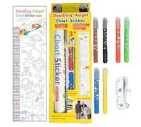 Height Chart, Doodling Height Measuring Sticker, Decorative Growth Wall Sticker for Nursery, Kids Bedroom, Playroom & Classroom (1 Set, Multicolor), for Tracking Growth & Room Decoration
