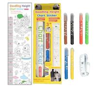 Height Chart, Doodling Height Measuring Sticker, Decorative Growth Wall Stickers, Ideal for Nursery, Kids Bedroom, Classroom, Playroom Decor, 68.9x9.72 Inches