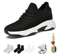 Height Increasing Shoes, Tallure Sneakers, Tallure Shoes, Fit Comfort, 1.6/2.4/3.1/3.9in Height Invisible Increase, For Women and Men (Black 3.1in,46)