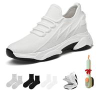Height Increasing Shoes, Tallure Sneakers, Tallure Shoes, Fit Comfort, 1.6/2.4/3.1/3.9in Height Invisible Increase, For Women and Men (White 3.1in,37)