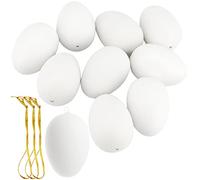 HEIHAK 60 huevos de Pascua blancos de 4x6 cm, huevos de Pascua de plástico, huevos de plástico blanco para colgar en blanco para decorar para la caza de huevos, fiestas, bricolaje, regalos