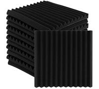 HEIHAK Paquete de 12 paneles de absorción de sonido de 12 x 12 x 2 pulgadas, paneles de aislamiento acústico autoadhesivos, cuña de espuma acústica para el hogar, oficina, estudios de grabación y bares, color negro