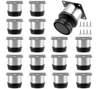 HEIHAK Paquete de 16 Soportes Ajustables de 50 mm con 64 tornillos, altura ajustable de 0 a 15 mm, patas de metal para sofá, cama, mesita de noche, armario, color plateado