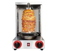 HEIHEIZI Parrilla de Kebab a Gas Propano de 2 Quemadores - Máquina Vertical Giratoria de Shawarma a Gas, Construcción Duradera de Acero Inoxidable, Shawarma, Pavo Asado y Pollo Jugoso