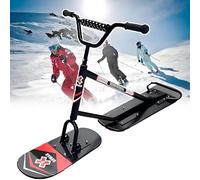 HEIHEIZI Set de Patinete y esquís de Nieve Profesional para Todas Las Edades - Sistemas de dirección 360°, Capacidad máxima 330 lbs, construcción de Aluminio Triple Capa, motonieve Duradera Black