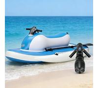 HEIHEIZI Upgraded 2-Person Inflatable Jet Boat - 485lb Capacity Blue Motorboat with Optional Scooter | Dual-Fin Safety Design | 10-Speed Control (11km/h MAX) & 45-160Min Runtime | Pool Lake Ocean Use