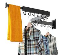 HEILAIYI Tendedero de Ropa para lavandería, Perchero montado en la Pared, Plegable, retráctil, Plegable (Ganchos en Forma de J)