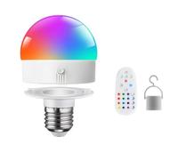 Heilanole Bombilla E27 de 3 Colores RGB Regulable, Carga por USB, Control Remoto, Temporizador, Lámpara de Mesita de Noche Magnética Extraíble