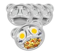 Heilanole Paquete de 4 Platos Divididos de Acero Inoxidable, Platos Divididos de Metal, 3 Secciones, Platos de Panda para Comedores Quisquillosos, Adultos y Niños, Dieta