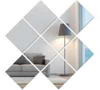 Heilmetz Azulejos de espejo de cristal autoadhesivos, 15 x 15 cm, 8 unidades de espejos para pegar, espejo adhesivo HD DIY para decoración de pared, armario, baño, salón, dormitorio