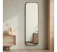 Heilmetz Espejos de pie 120x37cm，Espejo de Pared Cuerpo Entero Inclinable y montable en la Pared，Espejo pie para salón Dormitorio baño Armario（Negro）