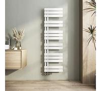 Heilmetz Radiador toallero de Tubo Plano 400 x 1385mm, radiador toallero electrico baño Caliente de una Cara, conexión Lateral para toallero de Agua Caliente, Blanco