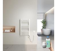 Heilmetz Radiador Toallero Eléctrico 70x40 cm con WiFi, Secatoallas Inteligente con Control por App Tuya, Termostato Programable y Temporizador, Blanco 300W
