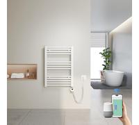 Heilmetz Radiador Toallero Eléctrico 70x50 cm con WiFi, Secatoallas Inteligente con Control por App Tuya, Termostato Programable y Temporizador, Blanco 300W