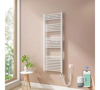 Heilmetz Toallero Eléctrico 1400x500 mm, Termostato Inteligente WiFi para Baño, Control por App Tuya y Asistentes de Voz, Secatoallas Blanco 600W