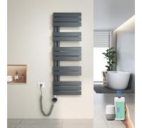 Heilmetz Toallero Eléctrico Baño 1176x400mm 600W Antracita, Radiador Toallero con WiFi y Termostato Inteligente, Control por App, Elemento Calefactor con Función Temporizador