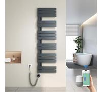 Heilmetz Toallero Eléctrico Baño 1385x400mm 600W Antracita, Radiador Toallero con WiFi y Termostato Inteligente, Control por App, Elemento Calefactor con Función Temporizador
