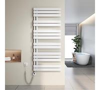 Heilmetz Toallero electrico baño 1385x600mm 800W, radiador toallero electrico con termostato Elemento Calefactor y función de Temporizador（Blanco）