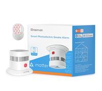 Heiman Detector de Humo Matter Over Thread, con Soporte Magnético, Batería Reemplazable 5 Años, EN 14604, Hub Requerido, para Apple Home, SmartThings & Home Assistant, HS1SA-M