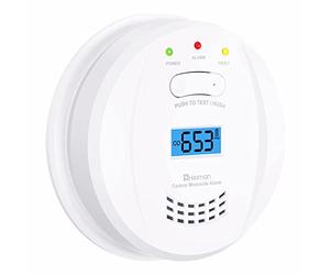 Heiman Detector de Monóxido de Carbono EN 50291, Alarma CO con Sensor Electroquímico de 10 Años, Batería Reemplazable de hasta 5 Años, Pantalla LCD, Alarma Potente para Uso Interior - 723ESY