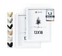Heimlich® - Marco de fotos - 13 x 18 cm, madera de Ayous, blanco, paquete de 2 - Marcos de fotos medianos con cubierta de plástico - Para montaje en pared o sobremesa
