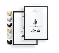 Heimlich® - Marco de fotos - 20 x 30 cm, madera de ajou, negro, paquete de 2 - Marcos pequeños para documentos y certificados con lámina de plástico - Montaje en pared o sobremesa