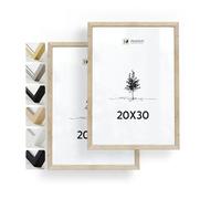 Heimlich® - Marco de fotos - 20 x 30 cm, madera de roble, paquete de 2 - Marcos pequeños para documentos y certificados con lámina de plástico - Montaje en pared o sobremesa