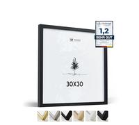 Heimlich® - Marco de fotos - 30 x 30 cm, madera de Ayous, negro - Marco cuadrado mediano con lámina de plástico - Montaje en pared