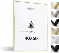 Heimlich® - Marco de fotos - 40 x 50 cm, aluminio y metal, dorado - Marco pequeño para collage DIY con lámina de plástico - Solo para montaje en pared