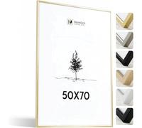 Heimlich® - Marco de fotos - 50 x 70 cm, aluminio y metal, dorado - Marco grande para collage DIY con lámina de plástico - Solo para montaje en pared