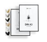 Heimlich® - Marco de fotos - A3 29.7x42 cm, Metal de Aluminio, Negro, Paquete de 2 - Marcos para impresiones de pósters pequeños - Solo para exhibición en pared