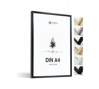 Heimlich® - Marco de fotos - A4 21x30 cm, aluminio metálico, negro - Marco para documentos, certificados y diplomas con cubierta de plástico - Montaje en pared o sobremesa