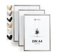 Heimlich® - Marco de fotos - A4 21x30 cm, aluminio y metal, plateado, paquete de 3 - Marcos para documentos, certificados y diplomas con cubierta de plástico - Para montaje en pared o sobremesa