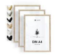 Heimlich® - Marco de fotos - A4 21x30 cm, madera Ayous, color roble, paquete de 3 - Marcos para documentos, certificados y diplomas con cubierta de plástico - Para montaje en pared o sobremesa