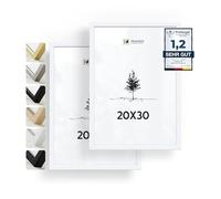 Heimlich® - Marco para fotos - 20 x 30 cm, madera de Ayous, blanco, paquete de 2 - Marcos pequeños para certificados con lámina de plástico - Para montaje en pared o sobremesa