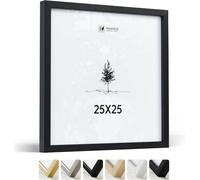 Heimlich® - Marco para fotos - 25 x 25 cm, madera Ayous, negro - Marco cuadrado pequeño con lámina de plástico - Solo para montaje en pared