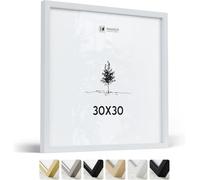 Heimlich® - Marco para fotos - 30 x 30 cm, madera Ayous, blanco - Marco cuadrado mediano con lámina de plástico - Solo para montaje en pared