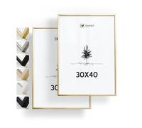 Heimlich® - Marco para fotos - 30 x 40 cm, aluminio, dorado, paquete de 2 - Marcos grandes para diplomas con cubierta de plástico - Solo para montaje en pared