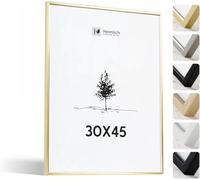 Heimlich® - Marco para fotos - 30 x 45 cm, aluminio y metal, dorado - Marco pequeño para póster con lámina de plástico - Solo para montaje en pared