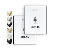 Heimlich® - Marco para fotos - 30 x 45 cm, aluminio y metal, negro, paquete de 2 - Marcos pequeños para póster con lámina de plástico - Solo para montaje en pared