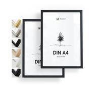 Heimlich® - Marco para fotos - A4 21 x 30 cm, madera de ayos, negro, paquete de 2 - Marco para documentos, certificados y diplomas con cubierta de plástico - Montaje en pared o sobremesa